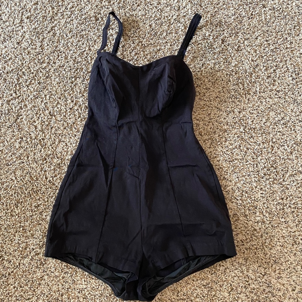 Vintage 1940s 1950s Black Swimsuit Small (modern size 4) EUC